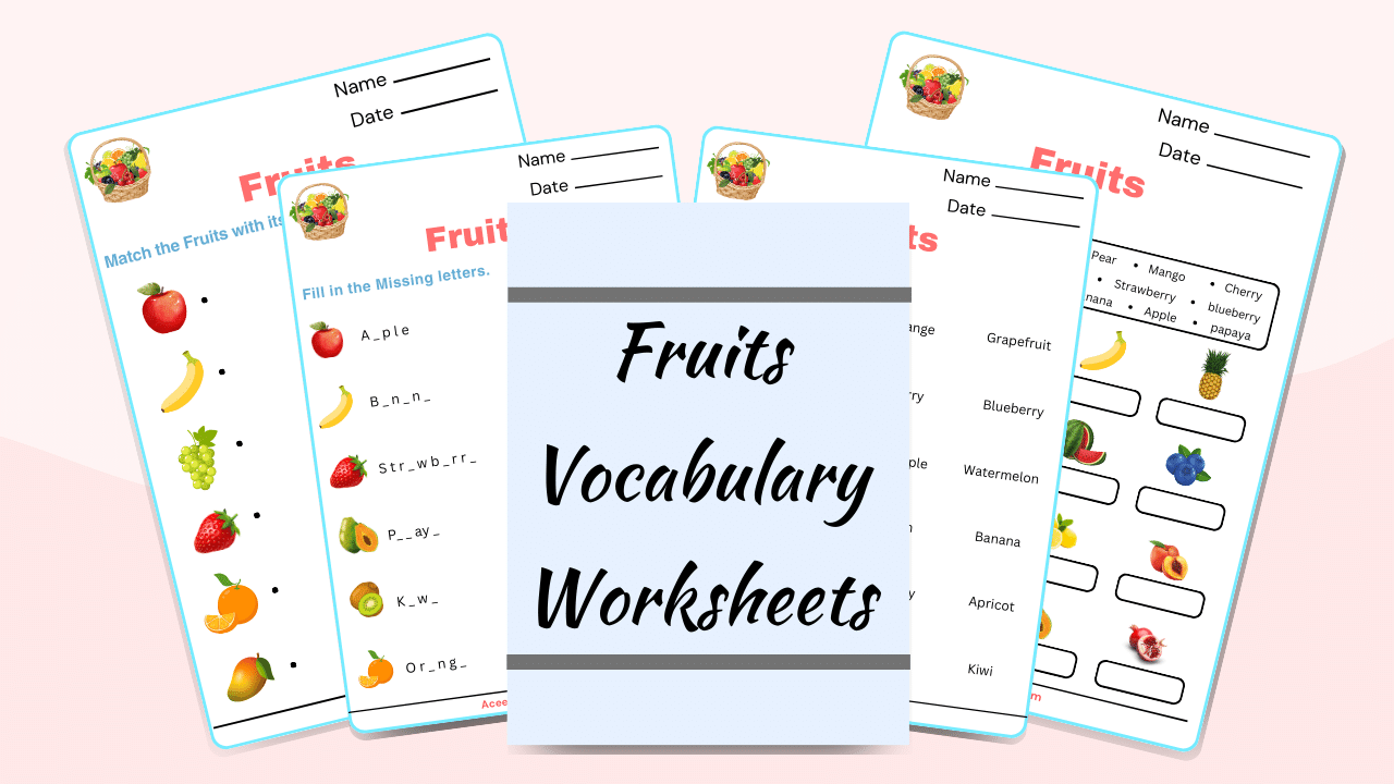 Fruits Vocabulary Worksheets in English - AceEnglishGrammar