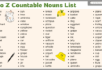 Countable Nouns Definition and A to Z Examples list