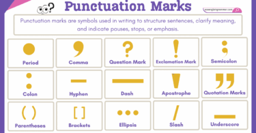 List of punctuation marks with names and examples